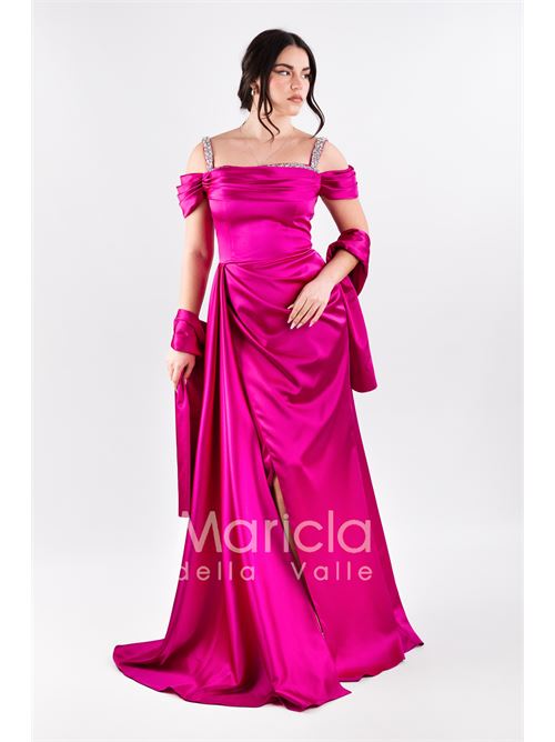 abito scollo pietre con fusciacca MARICLA ELEGANCE | JC35121MAGENTA